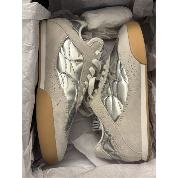 Nib Chloé 25MM Metallic Leather-Suede Kick Sneakers, $795 Sz 38 - Picture 3 of 12